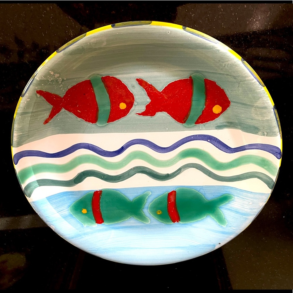 HAND PAINTED 10” FISH Plate Picasso Style ITALY